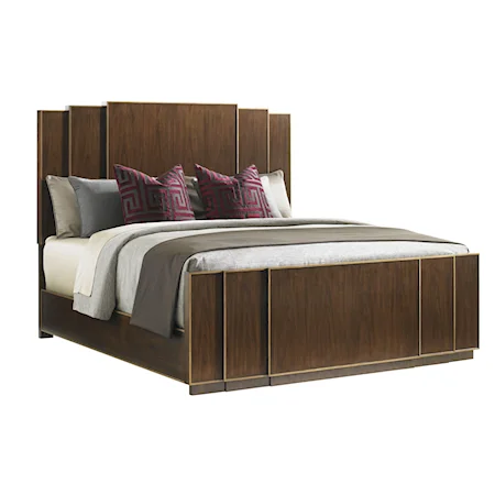 Queen Fairmont Panel Bed with Accents of Gold Tipping